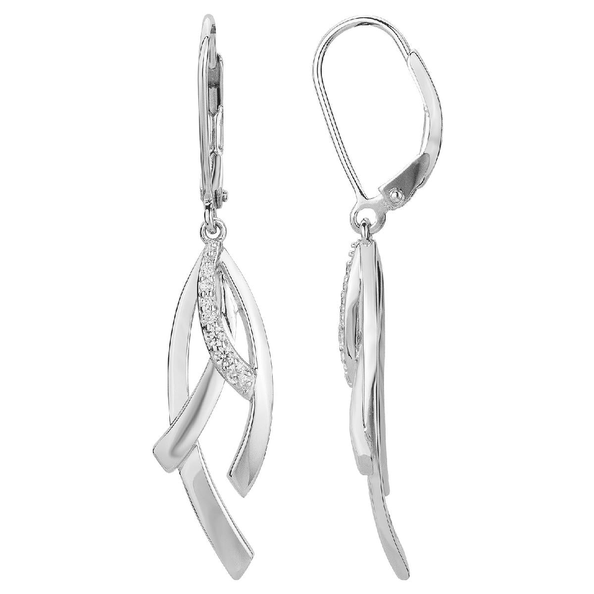 Boucles D'Oreilles Dormeuses AG925 – Argent Rhodié 925/1000 Et Oxydes De Zirconium