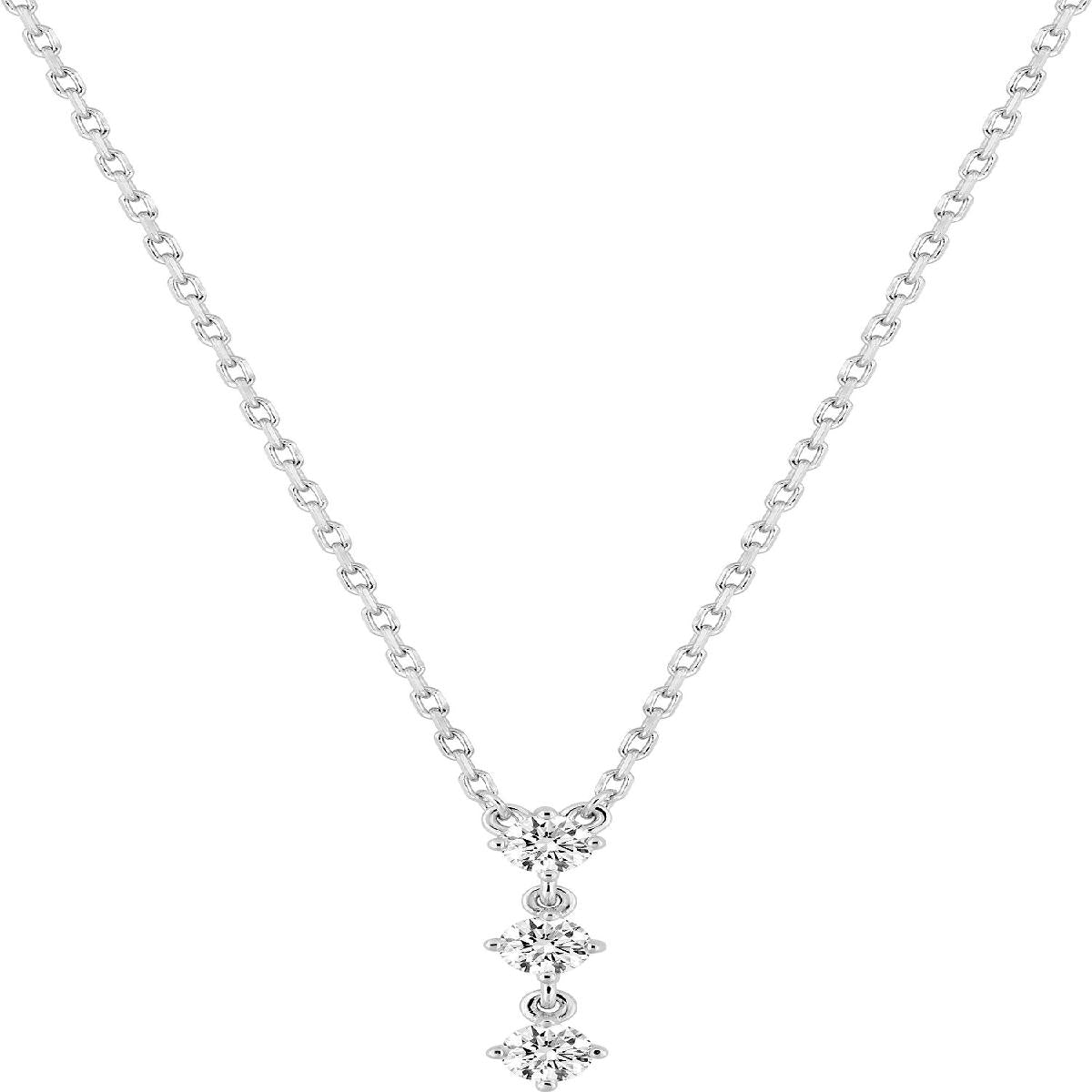 Collier Simple P Blanches Longue Chaîne Fine Poli Satiné Collection Aloïze – Argent 925