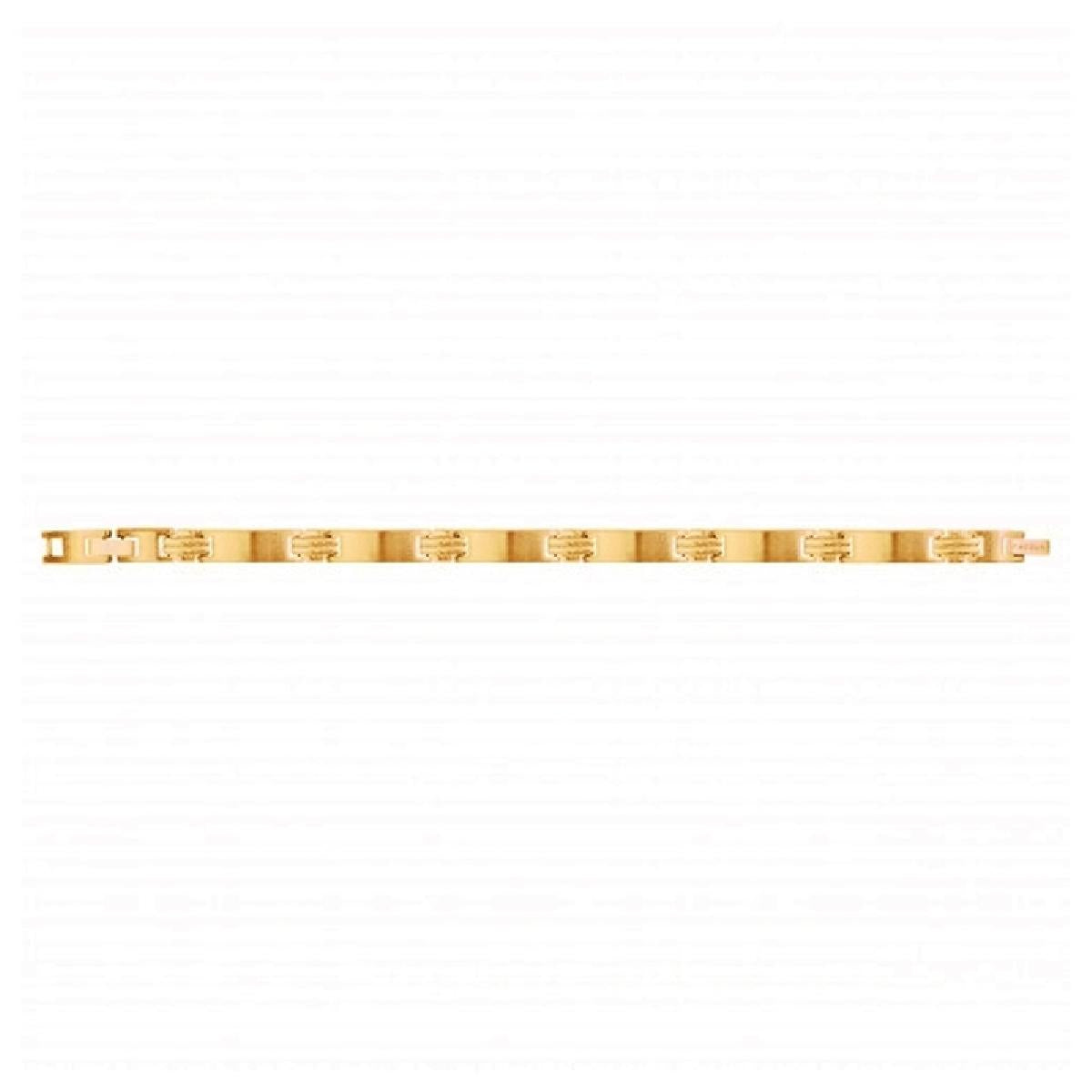 Bracelet Maillons Plats – Acier PVD Jaune – Longueur 19,5 cm et Fermoir Double Clip