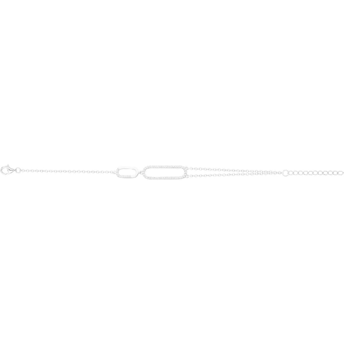 Bracelets Simples en Maille Serpentine P. Blanches – Argent 925 et Zirconium Pour Poignet Standard