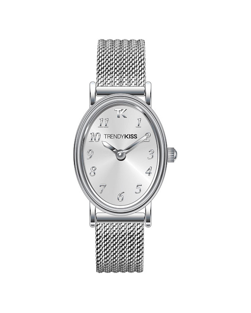 TrendyKiss Charlie Montre Analogique Boîtier Oval Argenté Quartz 2 Aiguilles
